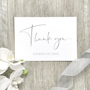Thank You for Being My Usher, Thank You Card, Usher Thank You Card, Wedding Party Card, Calligraphy Card