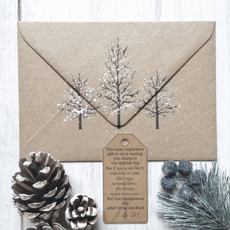 Winter Wedding Invitations Handmade Winter Wedding image 7