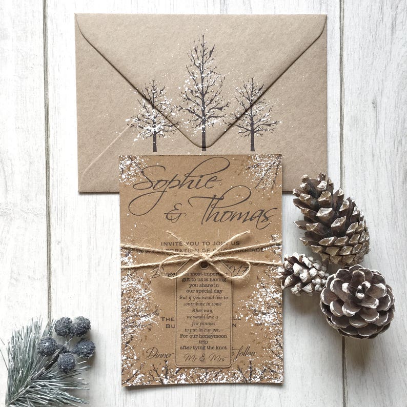 Winter Wedding Invitations Handmade Winter Wedding image 9