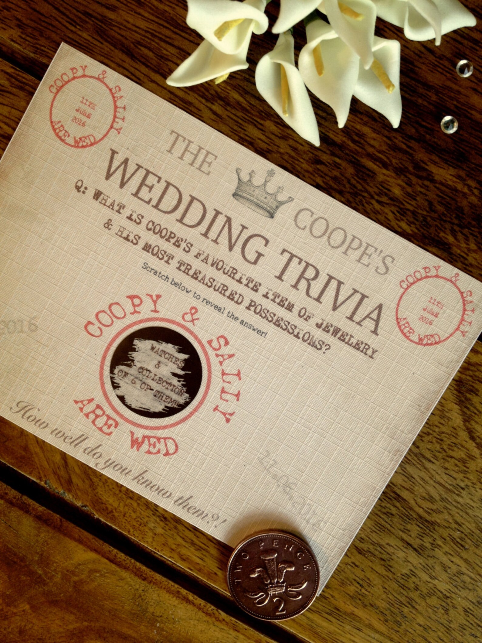 Personalized Wedding Trivia Scratch Cards Wedding Favours Etsy