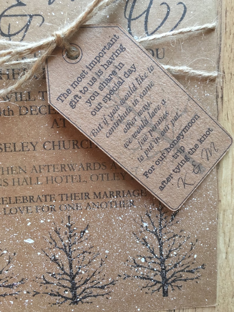 Winter Wedding Invitations Handmade Winter Wedding image 5
