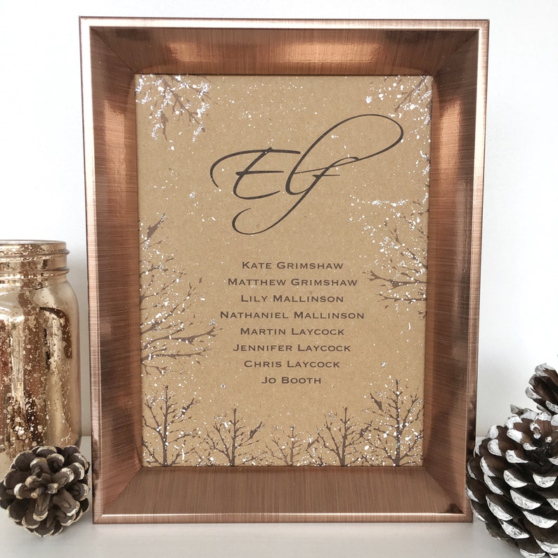 Rustic Winter Wedding Table Name Plan Rustic Winter Wedding Etsy UK