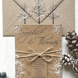 SAMPLE Rustic Winter Wedding Invitation, Rustic Wedding, Winter Wedding, Christmas Wedding Invitation, Rustic Winter Wedding, Snow Wedding image 3