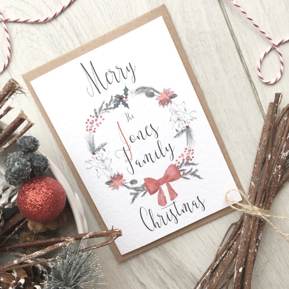 Personalised Christmas Card, Personalised Card, Traditional Christmas Card, Watercolour Christmas Card, Family Christmas Card, Christmas
