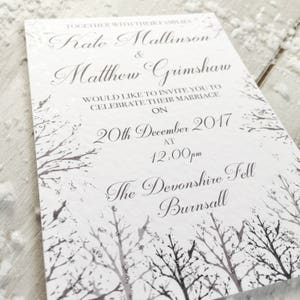 SAMPLE Winter Wedding Invitations, Christmas Wedding Invitations, Snow Wedding Invitation, Winter Wedding Rustic Invitation, White Wedding image 4