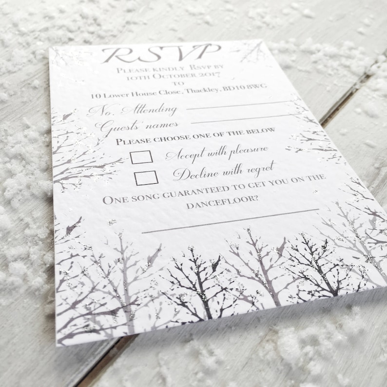 SAMPLE Winter Wedding Invitations, Christmas Wedding Invitations, Snow Wedding Invitation, Winter Wedding Rustic Invitation, White Wedding image 8