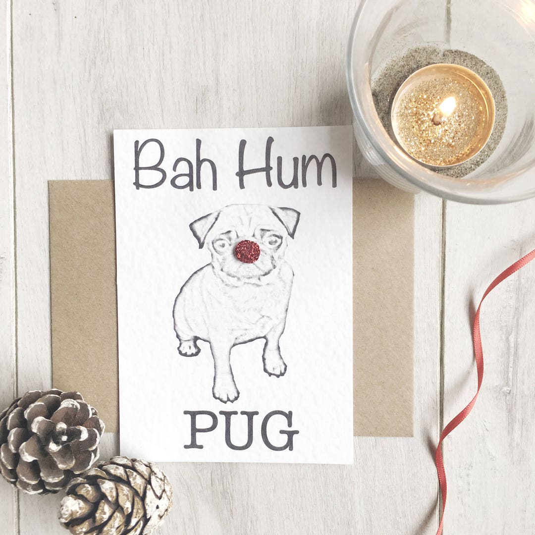 Pug Card, Pug Christmas Card, Funny Christmas Card, Funny Dog Card ...