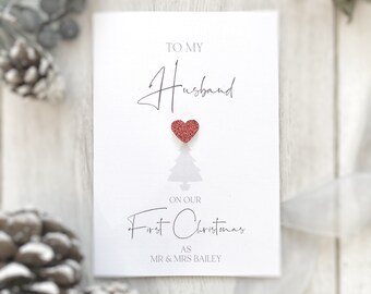 Personalised First Christmas Card, First Christmas Card, Husband First Christmas, Card To Husband At Christmas, Wife's Card, (SKU Bailey)