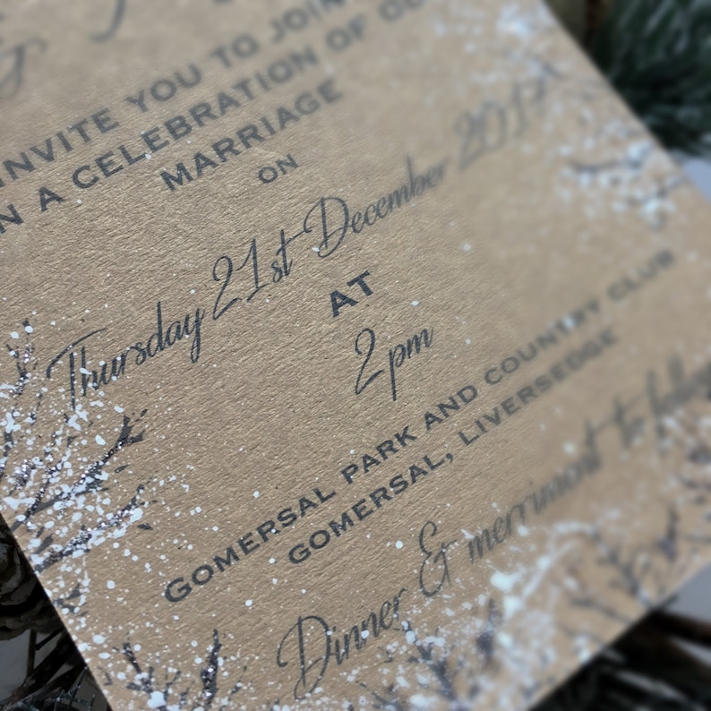 SAMPLE Rustic Winter Wedding Invitation, Rustic Wedding, Winter Wedding, Christmas Wedding Invitation, Rustic Winter Wedding, Snow Wedding image 7