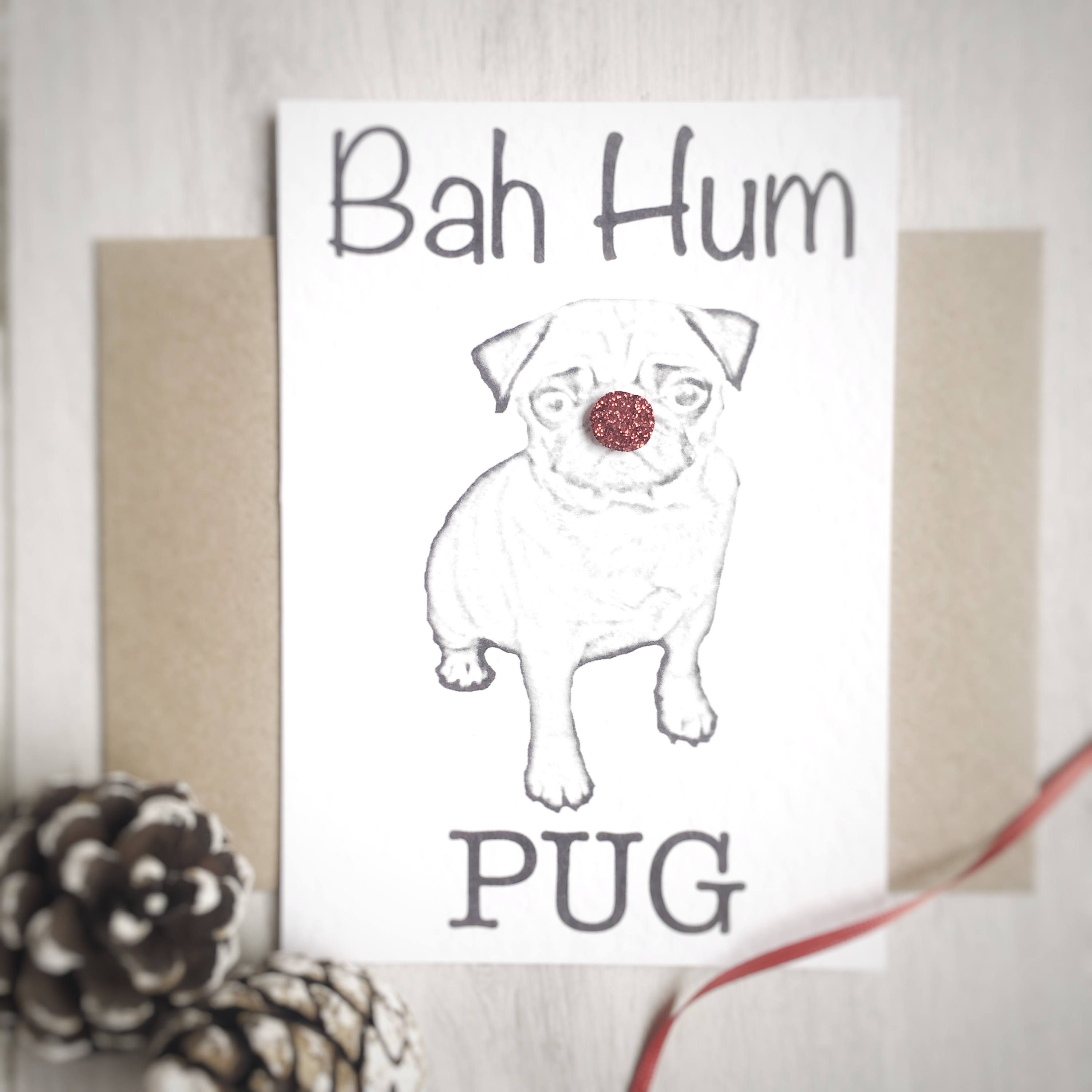 Pug Card, Pug Christmas Card, Funny Christmas Card, Funny Dog Card ...