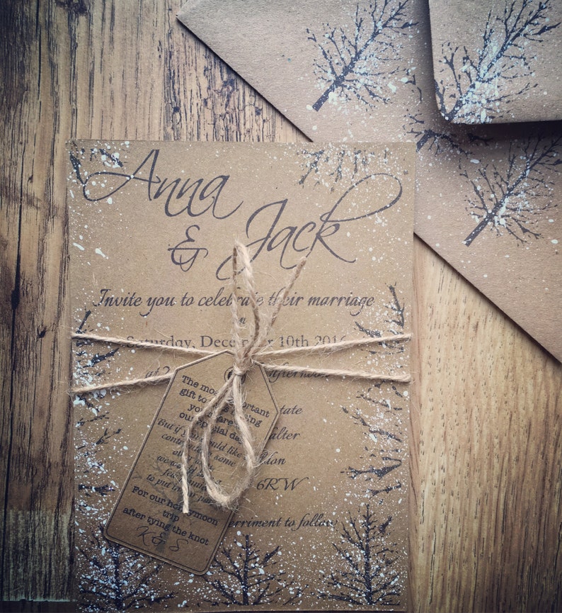 Winter Wedding Invitations Handmade Winter Wedding image 3