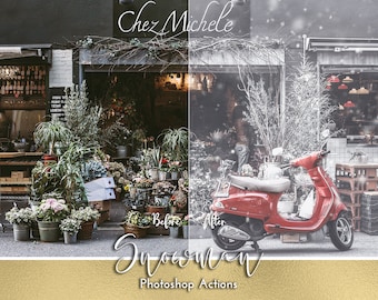 Snowman Snow Photoshop Action and Snow Fall Overlays