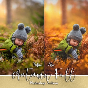 Ensemble d'action et de superposition d'automne d'automne Édition d'action Photoshop Photographie de look d'automne Mariage d'automne Action Photoshop Actions PS image 1