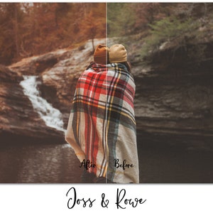 May include: Two people wearing hats are standing in front of a waterfall. They are wrapped in a red and white plaid blanket. The text "After" and "Before" is visible on the image.