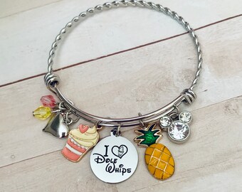 I love Dole Whips Disney Inspired bangle charm bracelet