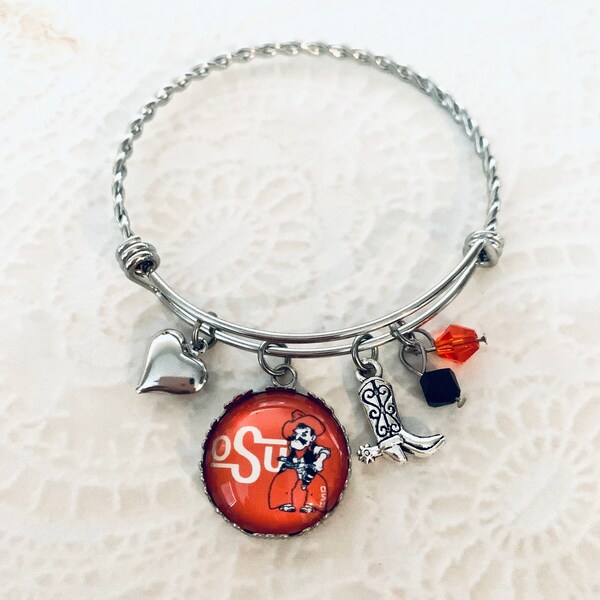 Oklahoma state University bangle charm bracelet