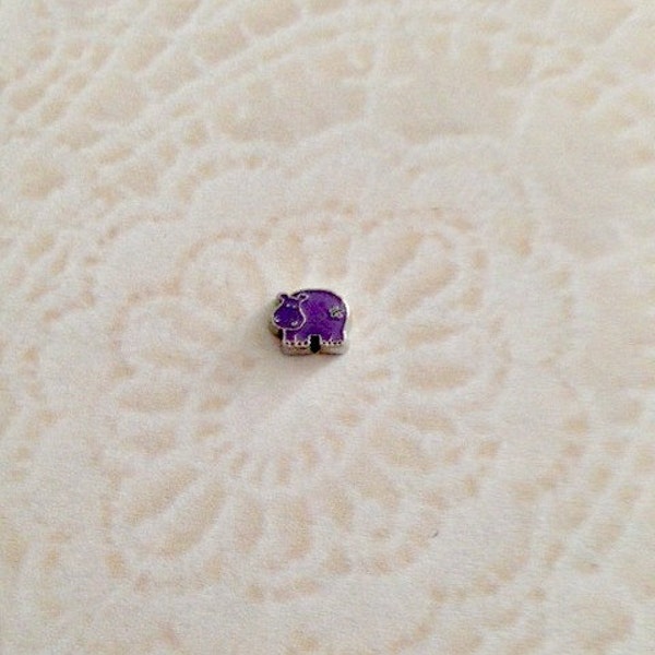 Purple Hippo floating charm for memory locket