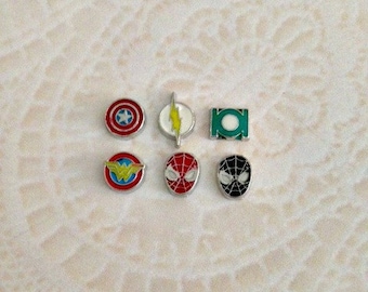 Super heroes floating charms for memory lockets