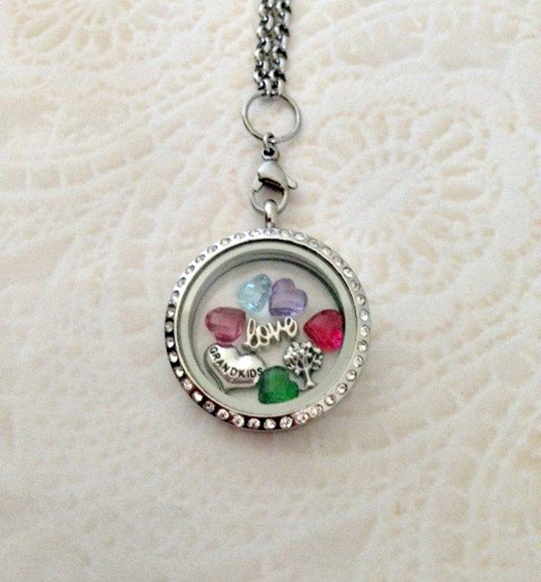 Grandkids Large 30mm Stainless Steel Memory Locket With - Etsy