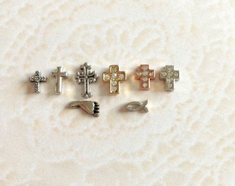 cross and faith floating charms