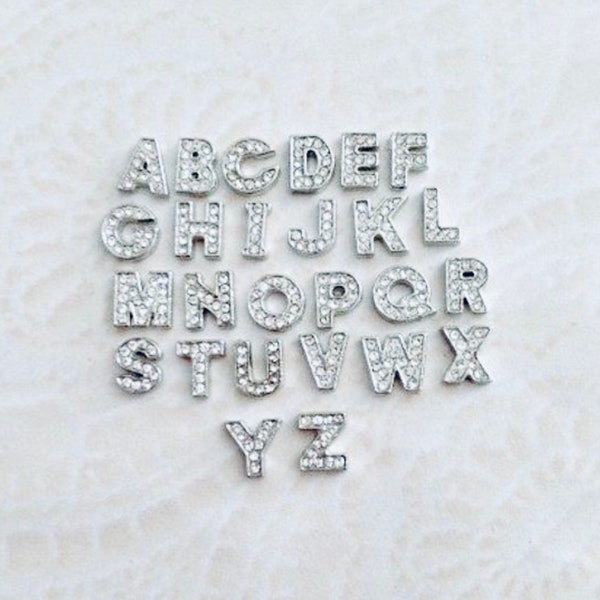 Letters with crystals floating charms for memory lockets