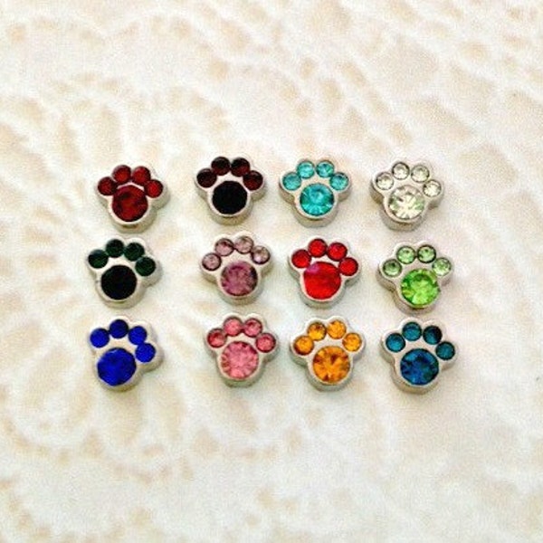 Paw birthstone floating charms