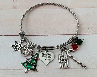 Mickey Disney  Christmas  bangle charm bracelet