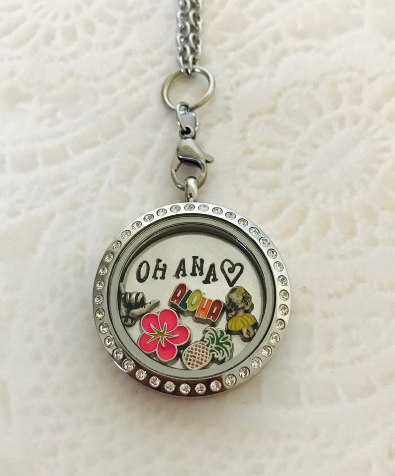 Ohana Hawaii Large 30mm stainless steel memory locket with choice of stainless steel chain