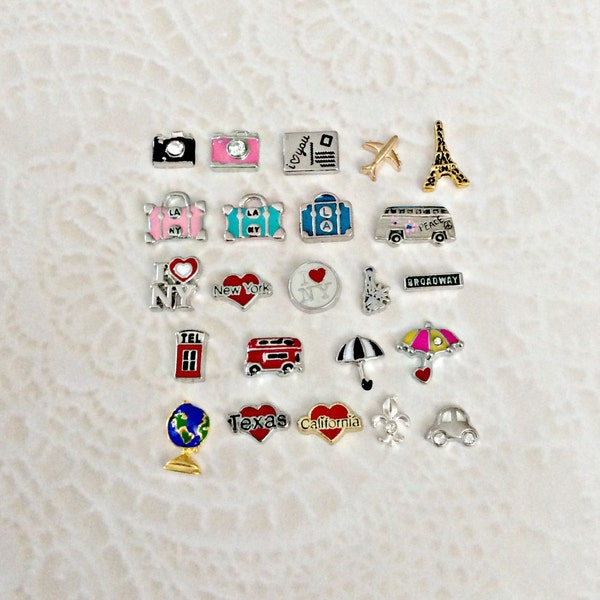 Travel floating charms for memory lockets