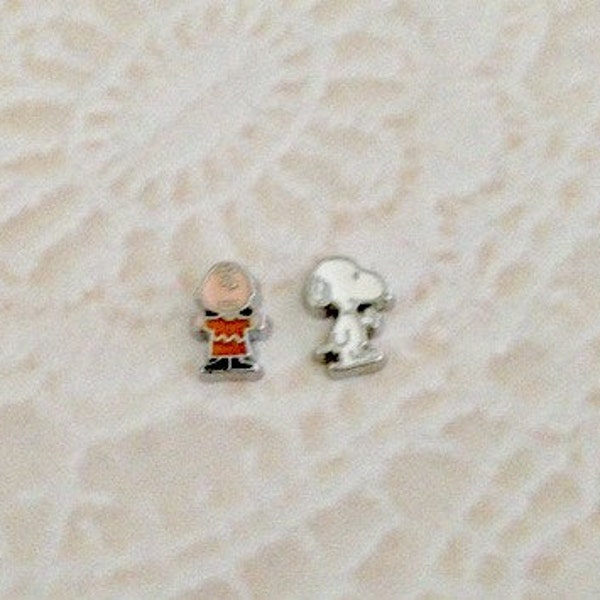 Charlie Brown and Snoopy floating charms for memory lockets