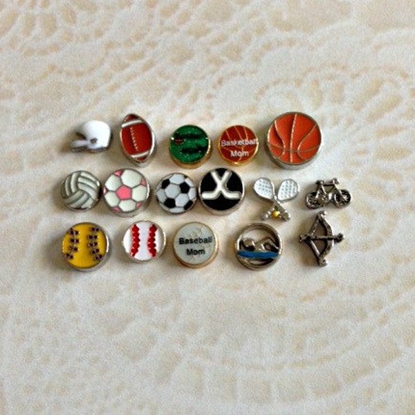 Sports floating charms for memory lockets