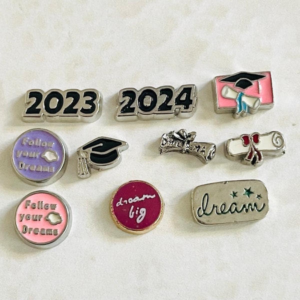 Graduation floating charms for memory lockets