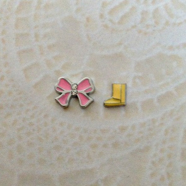 pink bow and ugg boot floating charms for memory lockets