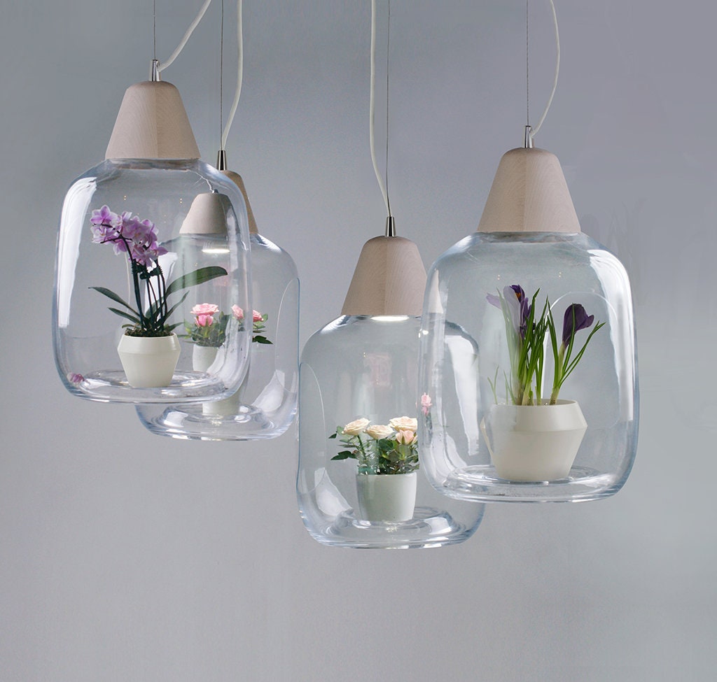 Milo Pendant Lamp White Cable Lampshade Glass Globe Succulent Planter Eco Kitchen Bubble Decor Plant Pot