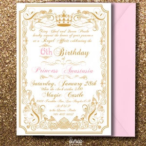 Royal Prince/Princess Birthday Invitation: Gold Crown Party
