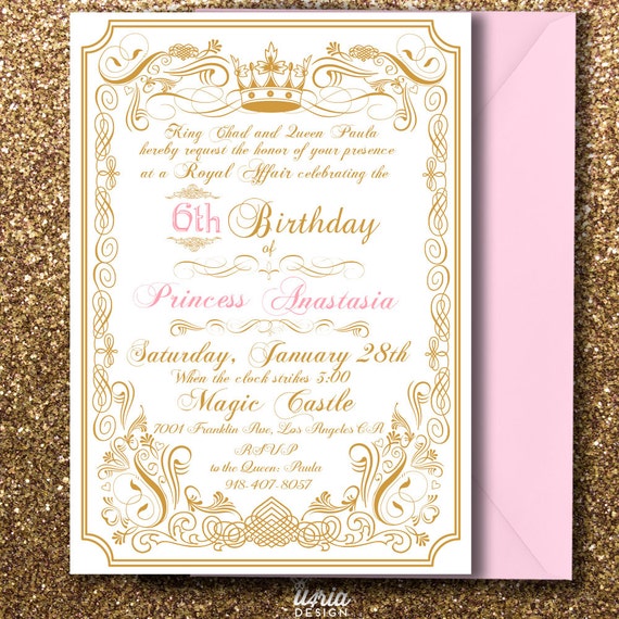royal princess birthday invitation royal prince birthday etsy prince and princess party invitations