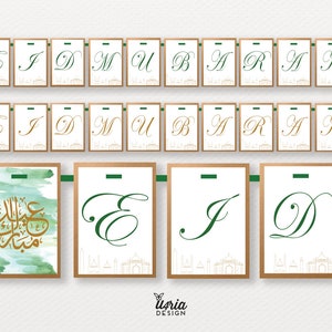 Eid Mubarak Banner: Gold & Green Watercolor Design