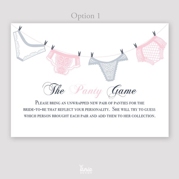 Panty Game Printable Enclosure | Lingerie Shower | Instant Download | The Panty Game | Invitation Insert | Pink | Bachelorette Party