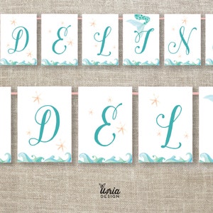 Watercolor Mermaid Birthday Banner: Under The Sea Party Decor