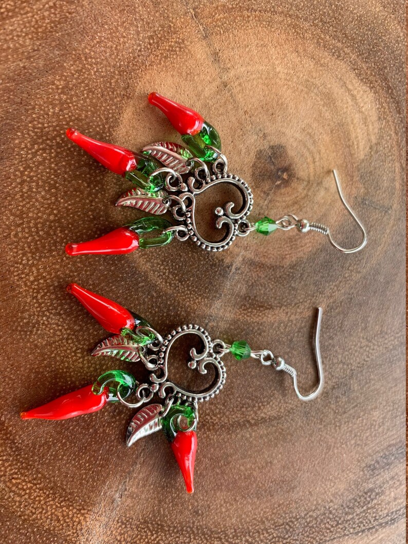 Red Chili Pepper Earrings Summer Earrings Glass Chilies Hot Etsy