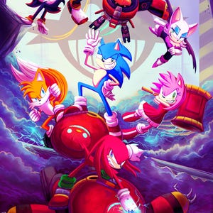Sonic the hedgehog art print , Sonic/ Shadow/ Tails/ Kunkle&#39;s/ Amy/ Rouge/ Omega