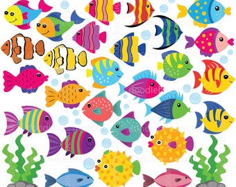 Colorful Fish Clipart, Cute Fish Clipart, Sealife Clipart, Sea Animals Clipart, Digital Fish, Colourful Fish Clipart, Fishes Clipart