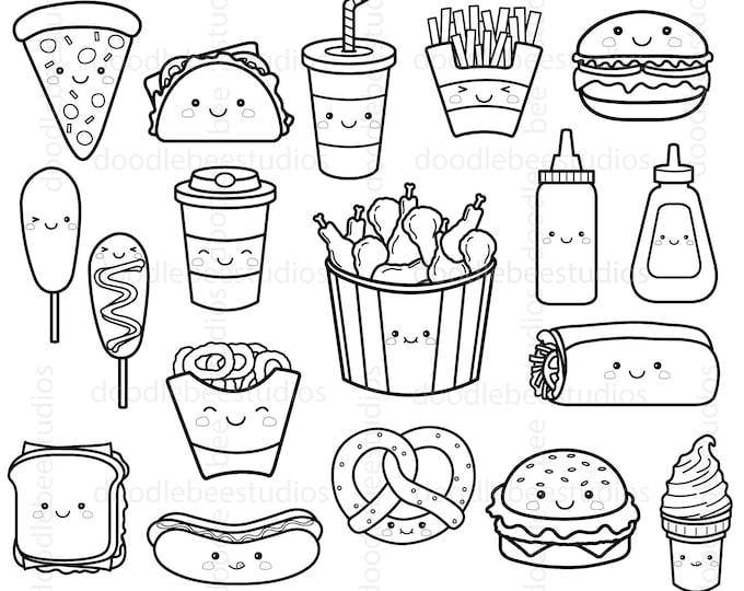 Kawaii Breakfast Digital Stamps, Kawaii Breakfast Clipart, Cute ...