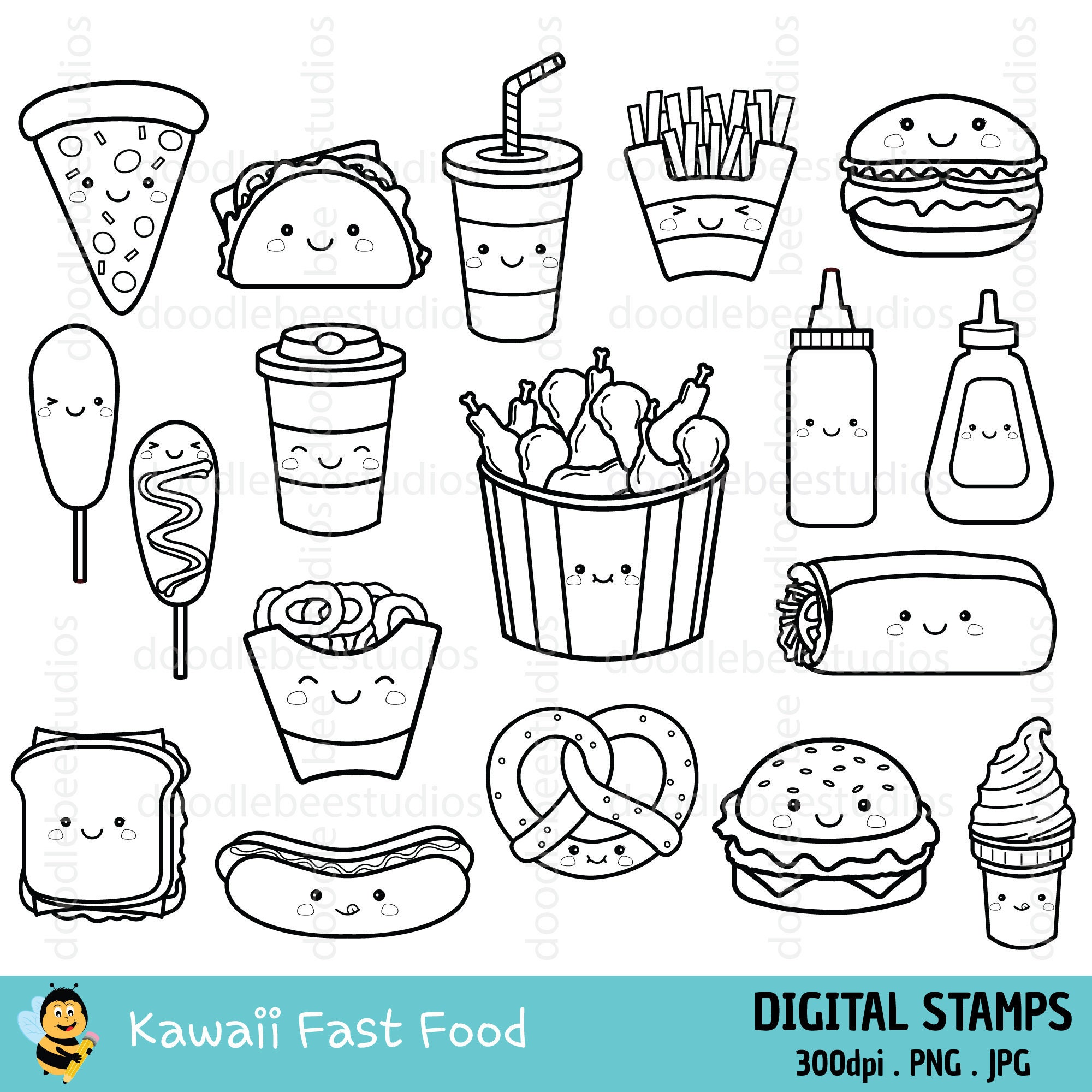 Clipart de comida rápida Kawaii Clipart de comida rápida - Etsy España