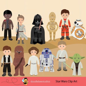 Clipart di Starwars, ClipArt di Star Wars, Clipart di The Force Awakens, Starwars Digital, R2D2, CP30, BB8, Light Saber Clipart, Clipart di Star Wars