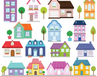 Houses Clipart, Houses Clip Art, Buildings Clipart, Cottage Clipart, Buildings Clip Art, House Clipart, Homes Clipart