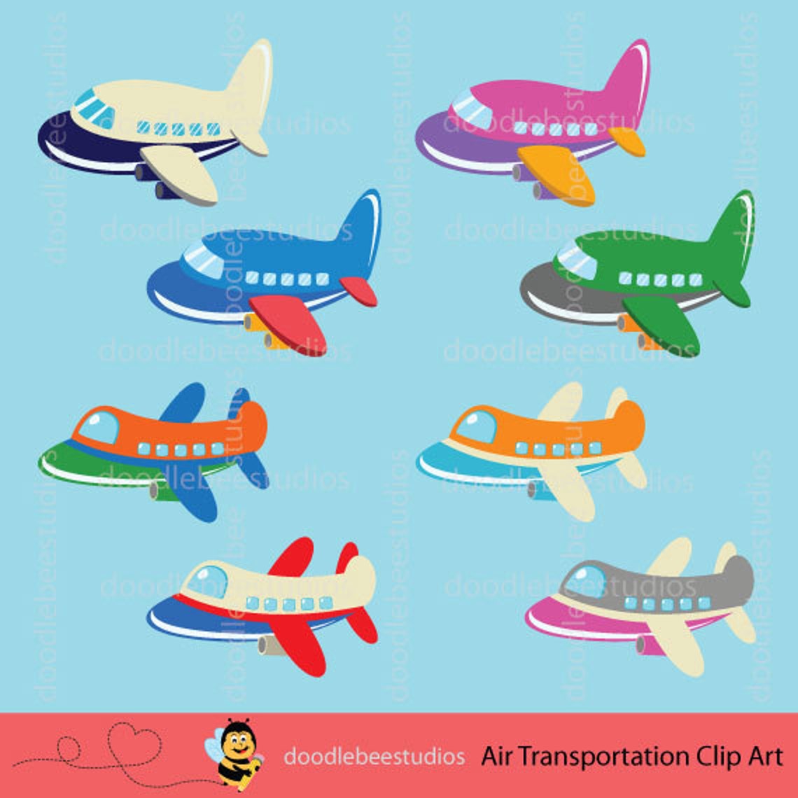 Air Transportation Clipart Air Planes Clip Art Air Vehicles Etsy