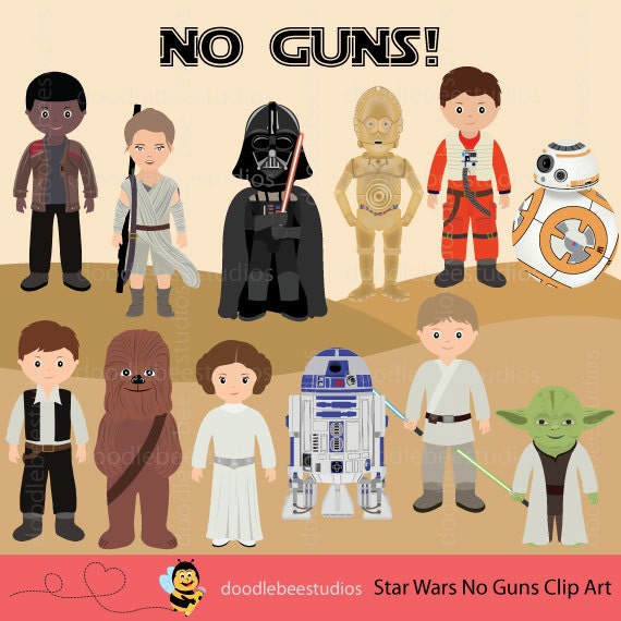 Starwars Clipart, Star Wars No Guns, The Force Awakens Clipart, Starwars Digital, R2D2, CP30, BB8, Light Saber Clipart, Star Wars Clipart
