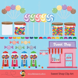 Sweet Shop Clip Art, Make Your Own Gumball Machine, Digital Candy, Candy Clipart, Lollipop Clipart, Chupa Chup Clipart, Jellybeans Clipart