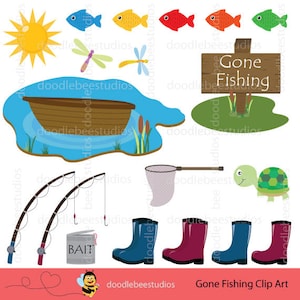 Fishing Clipart, Gone Fishing Clipart, Gone Fishin Clipart, Fishing Clip Art, Fisherman Clipart, Family Fishing Clipart, Fishing Rod Clipart image 3
